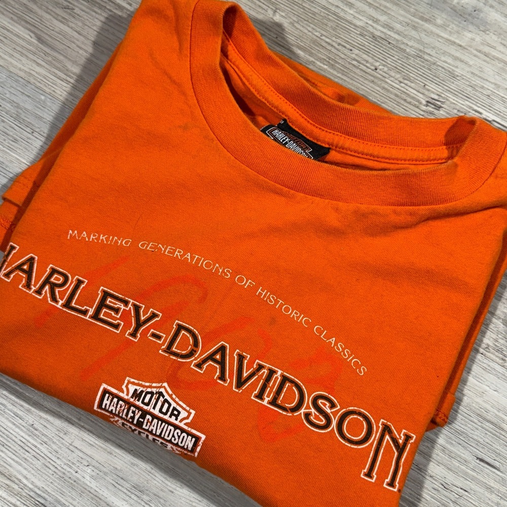 Tripp's Harley Davidson Shirt 3XL Orange Made In USA Amarillo TX
